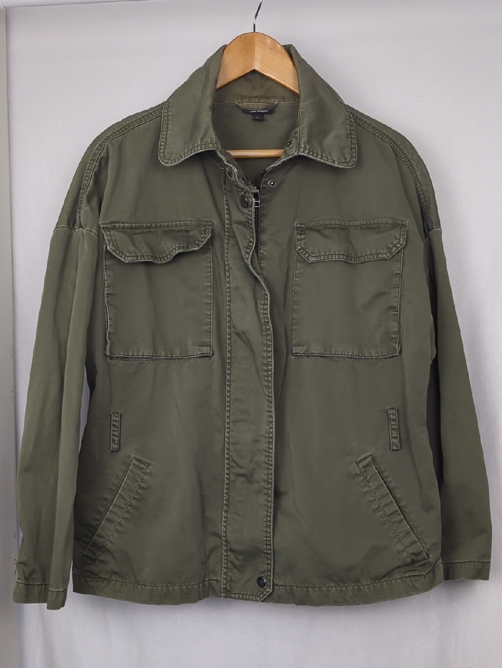 A.N.A. Women's Large Army Green Utility Cargo Jacket